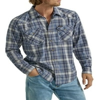 Wrangler® erkek ve Büyük erkek Düzenli Fit uzun Kollu moda Dimi ekose Gömlek, Boyutları S-2XL
