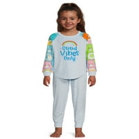 Care Bears Kız Çocuk Uzun Kollu Üst ve Pantolon Kadife Pijama Takımı, 2'li, Beden 4-12