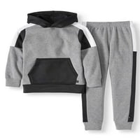 Çita Kapüşonlu Sweatshirt ve Kontrast Polar koşucu pantolonu 2 Parçalı Set