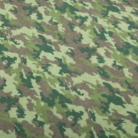 Mainstays Camouflage GSM, %100 Pamuk, Flanel Çarşaf Takımı, Yeşil, Kraliçe