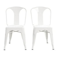 River Street Designs Milton Metal Yemek Sandalyesi, İstiflenebilir, Beyaz, 2'li Set