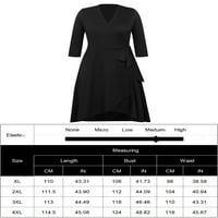 Chama Artı Boyutu Kollu Wrap Midi Elbise Kadınlar için