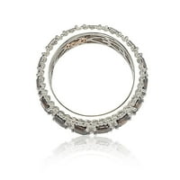 Koleksiyon Gümüş Kübik Zirkonya Kahverengi ve Beyaz Modern yıldönümü yüzüğü