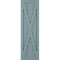 Ekena Millwork 12 W 51 H Gerçek Uyum PVC Tek X-Board Çiftlik Evi Sabit Montajlı Panjurlar, Huzurlu Mavi