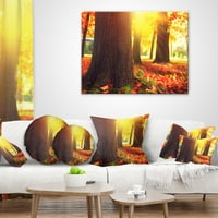 Designart Sonbahar Ağaçları Güneş Işığında - Manzara Baskılı Kırlent - 16x16