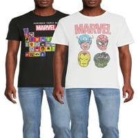 Marvel Erkek ve Büyük Erkek Avengers Grafik Tees, 2'liPaket