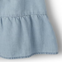 Çocuk Yeri Kızlar Kısa Kollu Chambray Elbise, XS-XXL Bedenler