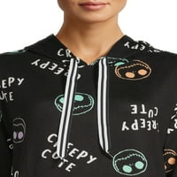 Nightmare Before Christmas Kadın Kapşonlu Pijama ve Çorap Seti, 2 Parça, Beden XS-3X