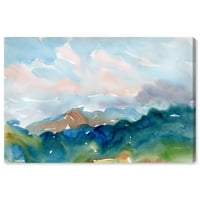 Wynwood Stüdyo Doğa ve Manzara Duvar Sanatı Tuval Baskı 'Dağ Silsilesi Manzara'-Yeşil, Beyaz