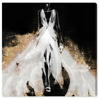 Wynwood Stüdyo Moda ve Glam Duvar sanatı Tuval Baskılar 'Gece Yıldız Elegance' Elbise-Siyah, Beyaz