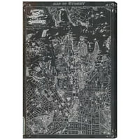 Wynwood Stüdyo Haritalar ve Bayraklar Duvar sanatı Tuval Baskılar 'Sydney Haritası 1922' Okyanusya Ülkeleri Haritaları-Siyah,