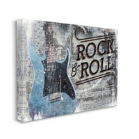 Stupell Industries Rock & Roll Elektro Gitar Müzik Puanı Grunge Arka Plan, 24, Tasarım Cloverfield & Co