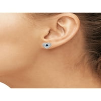 Jewellersclub Mavi Ve Beyaz Elmas Accent Gümüş 3 Parça Kalp Takı Seti