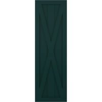 Ekena Millwork 12 W 29 H Gerçek Fit PVC Tek X-Board Çiftlik Evi Sabit Montajlı Panjurlar, Termal Yeşil