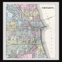 Marmont Hill Renkli Chicago Sokak Haritası Çerçeveli Duvar Sanatı