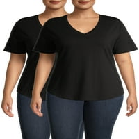 Terra & Sky Kadın Büyük Beden Rahat Fit Tişört, Paket
