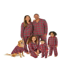 Tatil Zamanı Aile Kadın ve Kadın Artı Kırmızı Pazen Pijama Takımı