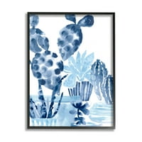 Stupell Industries Cesur Mavi Ekili Kaktüsler Kapalı Bitki Suluboya Resim, 30, Haziran ayına kadar Tasarım Erica