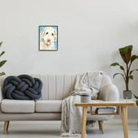 Stupell Industries Gülümseyen Beyaz Terrier Köpek Portre Boyama Siyah Çerçeveli Sanat Baskı Duvar Sanatı, tasarım