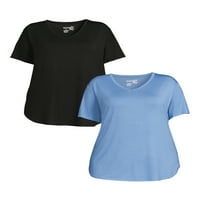 Terra & Sky Kadın Büyük Beden V Yaka Tunik Tişört, 2'li Paket