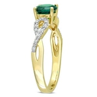 Miabella kadın CT Oluşturulan Zümrüt ve Elmas 10kt Sarı Altın Infinity Büküm yıldönümü yüzüğü