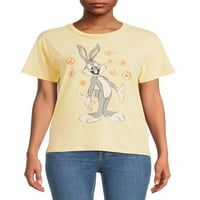 Bugs Bunny kadın Gençler Vintage Yıkama Örgü Grafik Tee