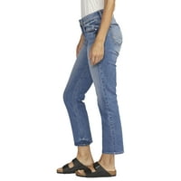 Gümüş Jeans A.Ş. Kadın Elyse Mid Rise Düz Bacak Kısa Kot Pantolon, Bel Ölçüleri 24-34