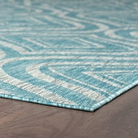 Çağdaş Alan Kilim Geometrik Seafoam, Açık Gri Kapalı Açık Runner Kolay Temizlenebilir