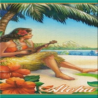 Hawaiian 60 30 Vintage Hula Kız Plaj Havlusu, Her Biri