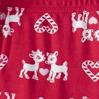Kırmızı BURUNLU REN GEYİĞİ Noel Uzun Kollu Dar Kesim Pijama, Set