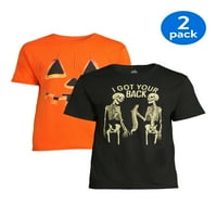 Omurga ve Oyma Jack Erkek ve Büyük Erkek Cadılar Bayramı grafikli tişört, 2'liPaket
