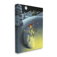 Stupell Industries Gece Ay Kayak İskelet Kış Kar Yamaç Tuval Duvar Sanatı, 20, Chris Miles tarafından Tasarım