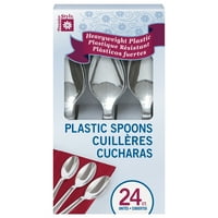 Gümüş Tek Kullanımlık Plastik Kaşıklar, 24ct