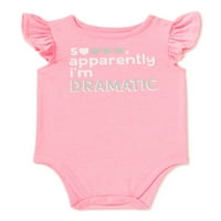 Garanimals Baby Girls Görünüşe Göre Dramatikim Tutum Çarpıntı Kollu Bodysuit