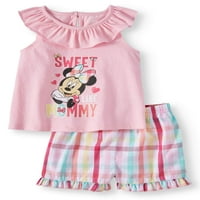 Disney Minnie Mouse Kız Bebek Tişört ve Kısa, 2 Parça set