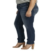 Gümüş Jeans A.Ş. Kadın Artı Boyutu Suki Orta Yükselişi Düz Bacak Kot Bel boyutları 12-24