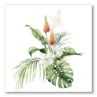 Tropikal Buket Plumeria Lupin palmiye Yaprakları Boyama Tuval sanat baskı