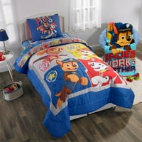 Patrol Kids Comforter and Sham, 2 Parçalı Set, İkiz Tam, Ters Çevrilebilir, Mavi, Nickelodeon