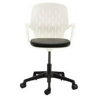 Safco Shell Masa Sandalye Siyah Vinil Plastik Koltuk - Beyaz Plastik Arka - Çelik Çerçeve - 5 yıldızlı Taban - 26