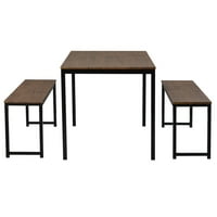 Yemek masası Seti Büyük Masa Üstü Mutfak Masası Seti Metal Çerçeve Yemek Odası Oturma Odası mobilya seti, Kahverengi