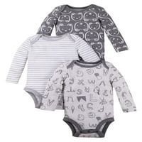 Lamaze Organik Erkek Bebek Uzun Kollu Saf Organik Bodysuits, 3'lü paket