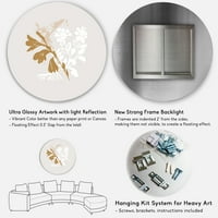 Designart 'Beyaz ve Kahverengide Minimal Botanik Tasarım' Geleneksel Daire Metal Duvar Sanatı - 23'lük Disk