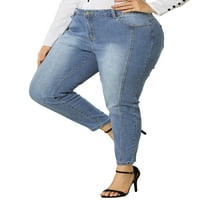 Benzersiz Pazarlık kadın Artı Boyutu Streç Yıkanmış Orta Rise Skinny Jeans