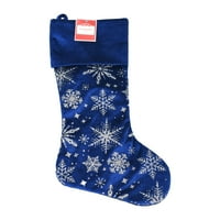 Tatil zamanı Glitter Kar tanesi Mavi Kadife Noel Çorap, 20
