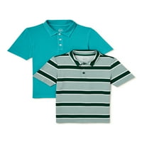 Wonder Nation Erkek Çocuk Kısa Kollu Polo Gömlek, 2'li Paket, Beden 4'lü & Husky