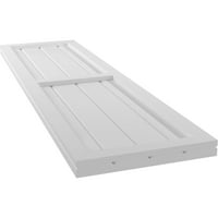 Ekena Millwork 14 W 72 H Americraft Dört Tahta Dış Gerçek Ahşap İki Eşit Panel Çerçeveli Tahta-n-Çıta Kepenkleri,