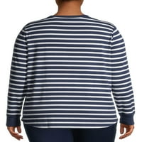 Terra & Sky Kadın Artı Boyutu Uzun Kollu Günlük Temel Crewneck T-Shirt, 2'liPaket