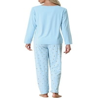 Benzersiz Pazarlık kadın Pijama Salonu Sevimli Baskı Pantolon ile Uzun Kollu Pijama Takımı