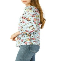 Benzersiz pazarlık kadın gömlek kol gevşek V yaka çiçek bluz