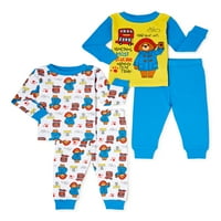 Paddington Ayı Bebek 4'lü Pamuklu Pijama Takımı, 12M-24M Bedenler